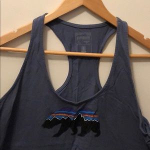 Patagonia dark blue tank with bear print